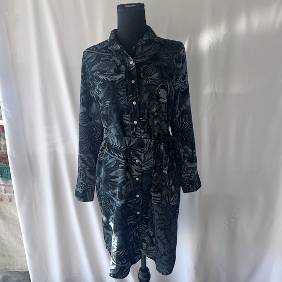 Ann Taylor LOFT Tops - Ann Taylor Loft‎ Long Sleeve Button Down Shirt Dress Blue Teal Belt Petite S NWT